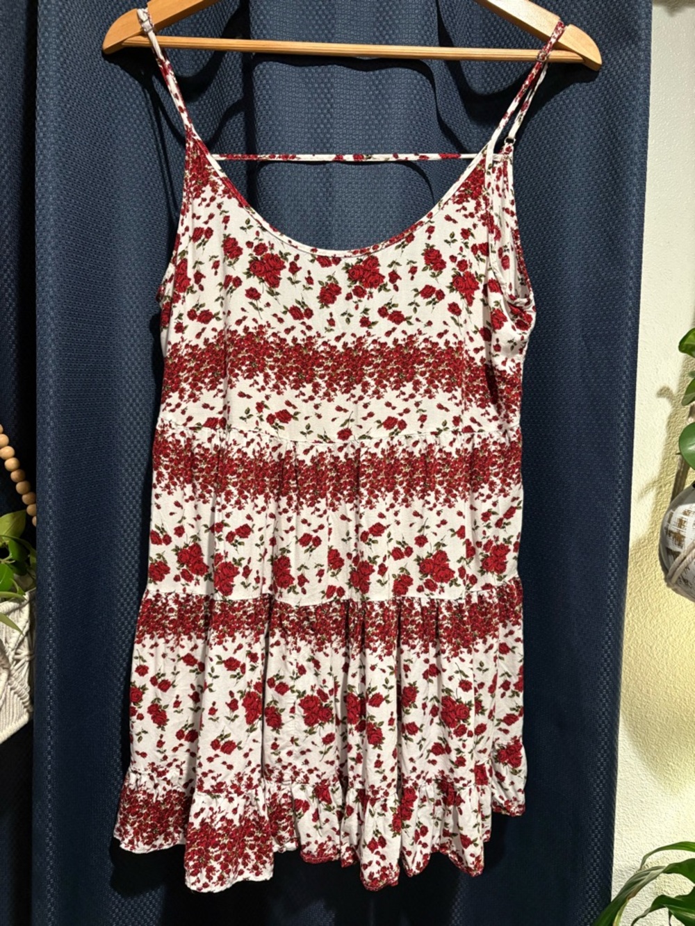 Brandy Melville White & Red Floral Tank Top